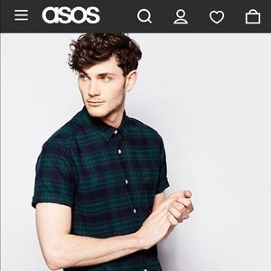 ASOS Check Shirt in Flannel /Short Sleeve Longline